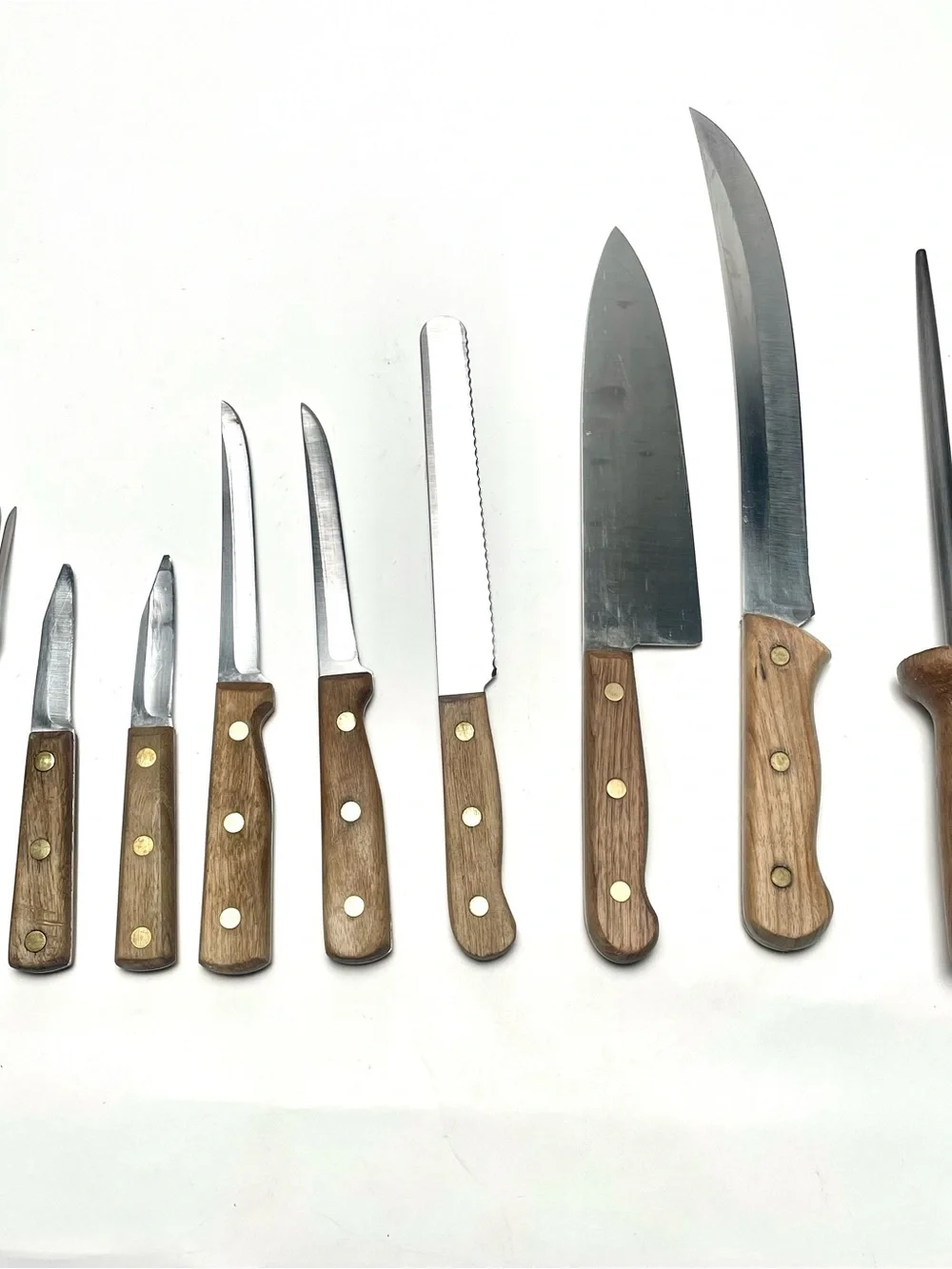 Vintage Chicago Cutlery 10 Piece Kitchen Knife, Fork & Block Set Walnut USA